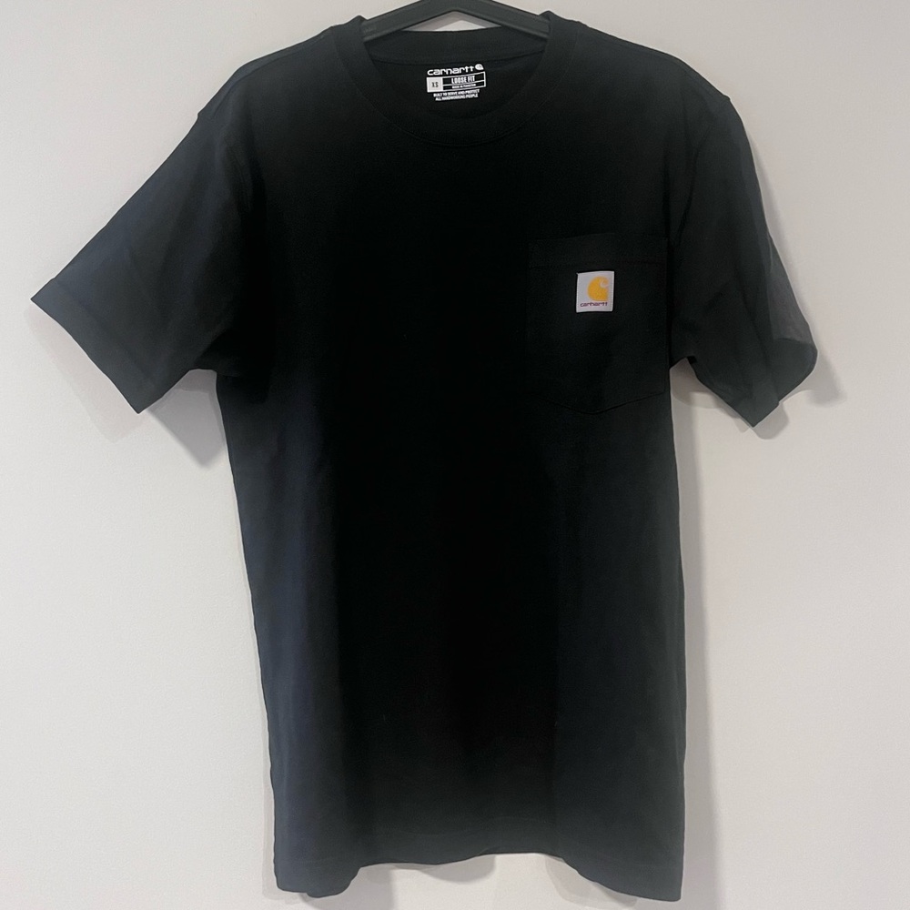 Carhartt Black Short-Sleeve Loose Fit Pocket Tee with Logo Patch
